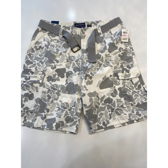 American Rag Men's Cargo White Gray Camo Shorts Size 38 with Belt NWT - Picture 1 of 6